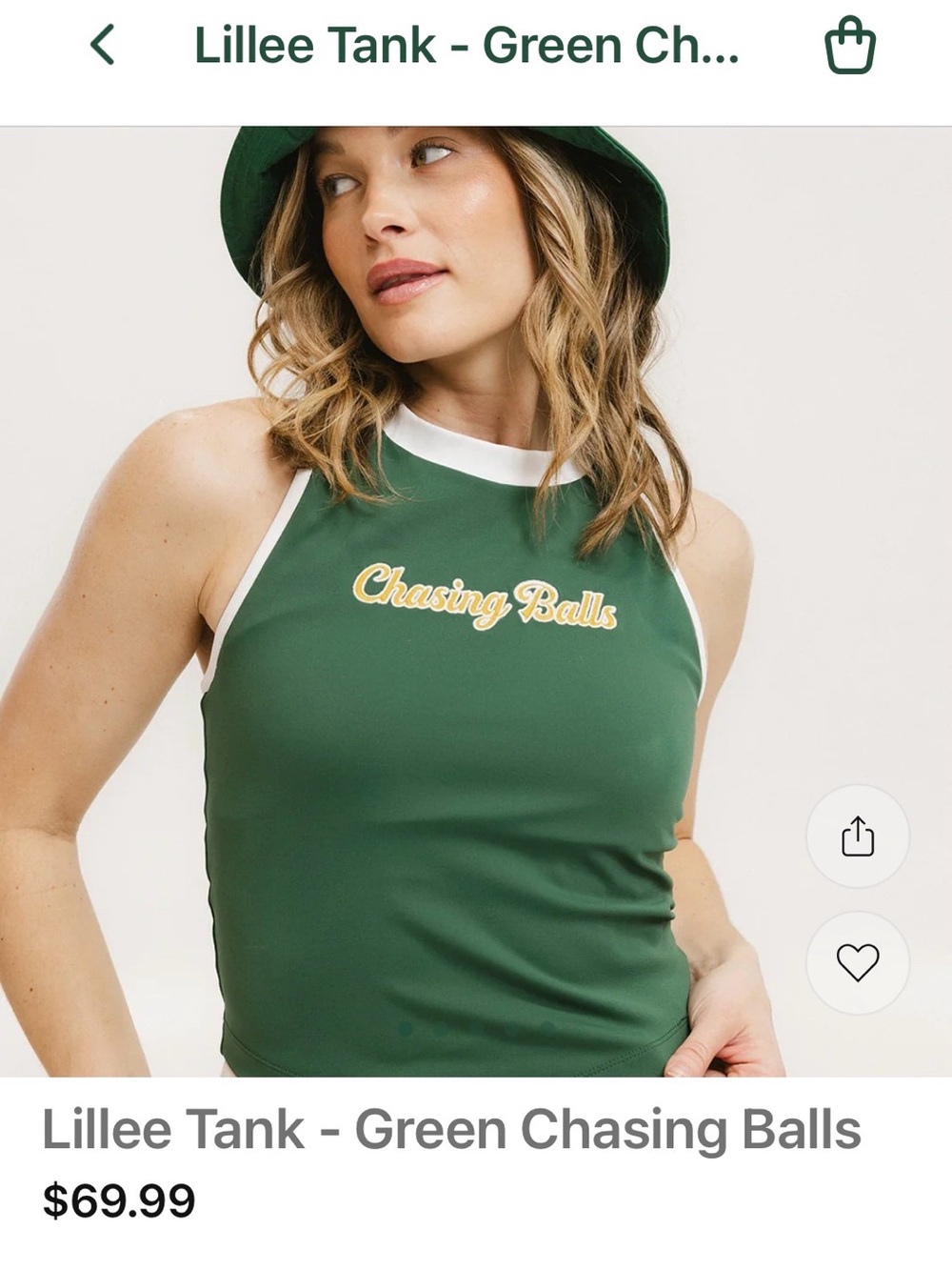 ⛳️Fore all Lillee  Tank - Green ‘Chasing Balls’  XL Tank